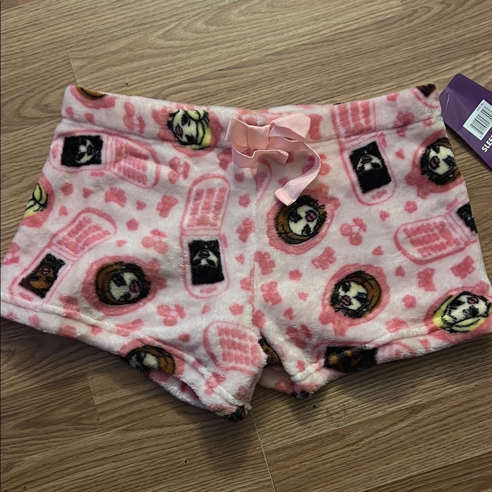 Adorable Pink Fleece Kids Shorts with Animal Print